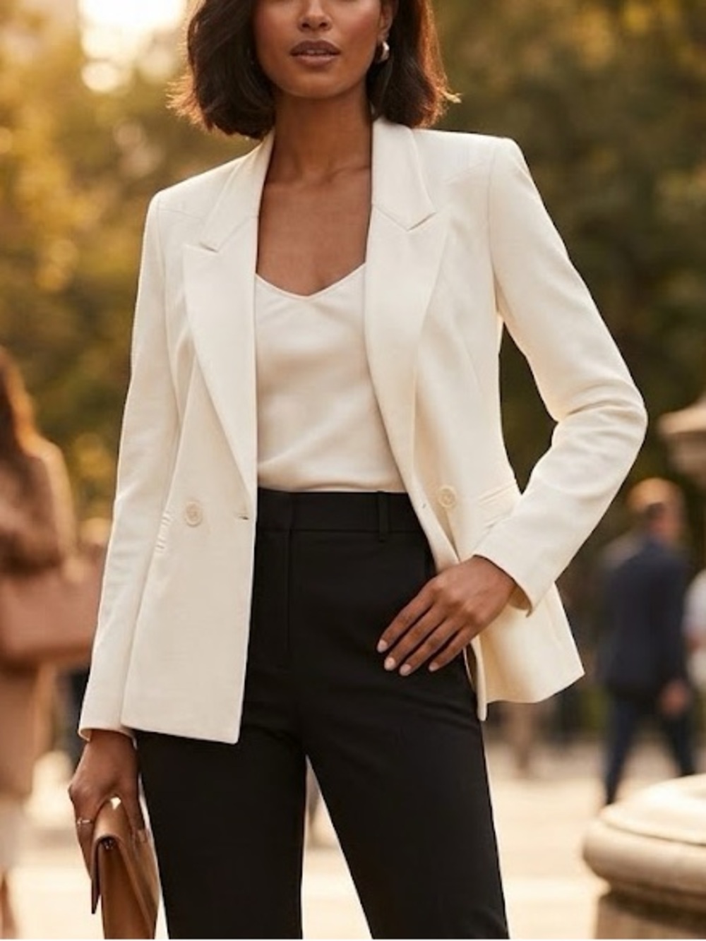 COSTA BLANCA Cream Double-Breasted Women's Blazer